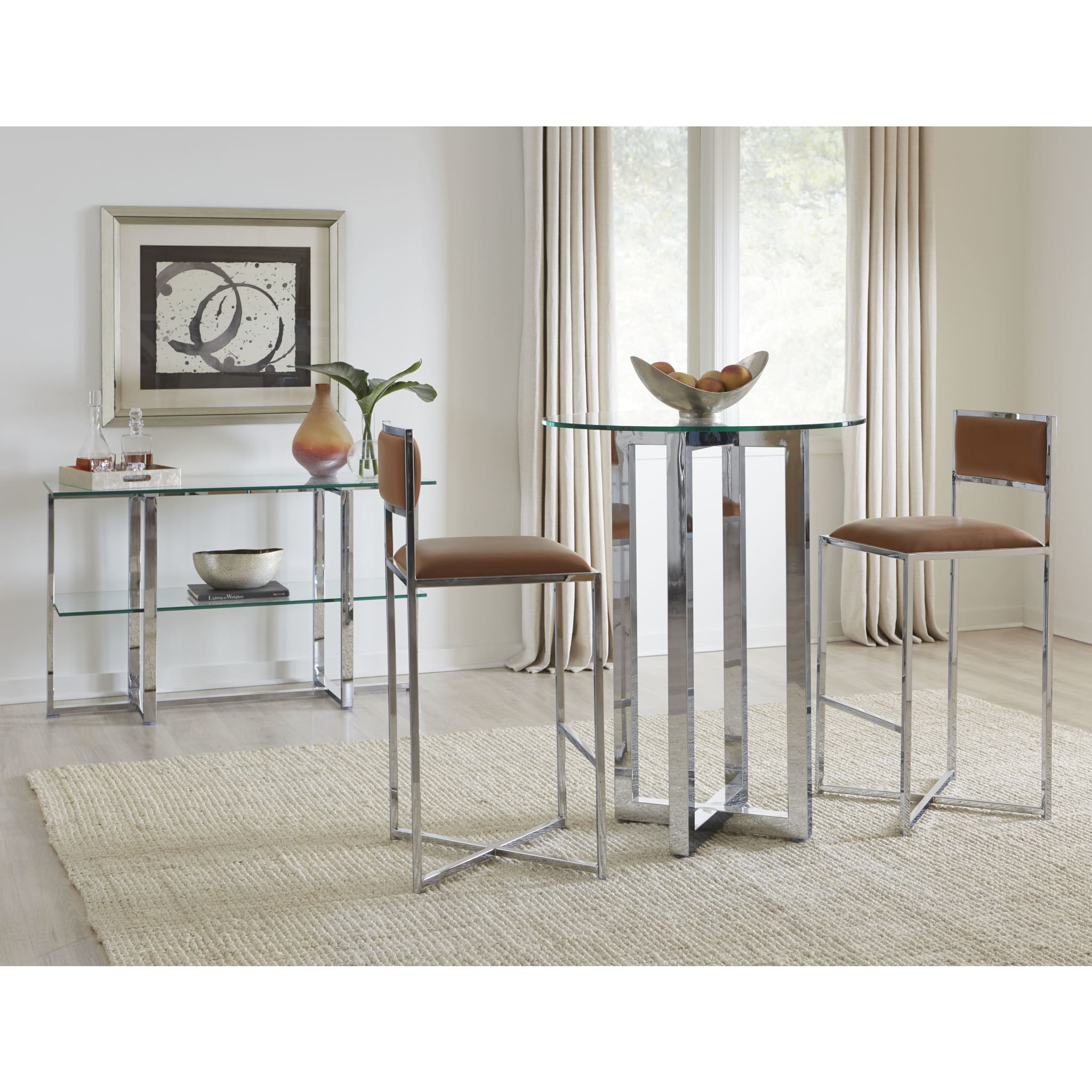 Amalfi X-Base Bar Stool in Cognac Leather