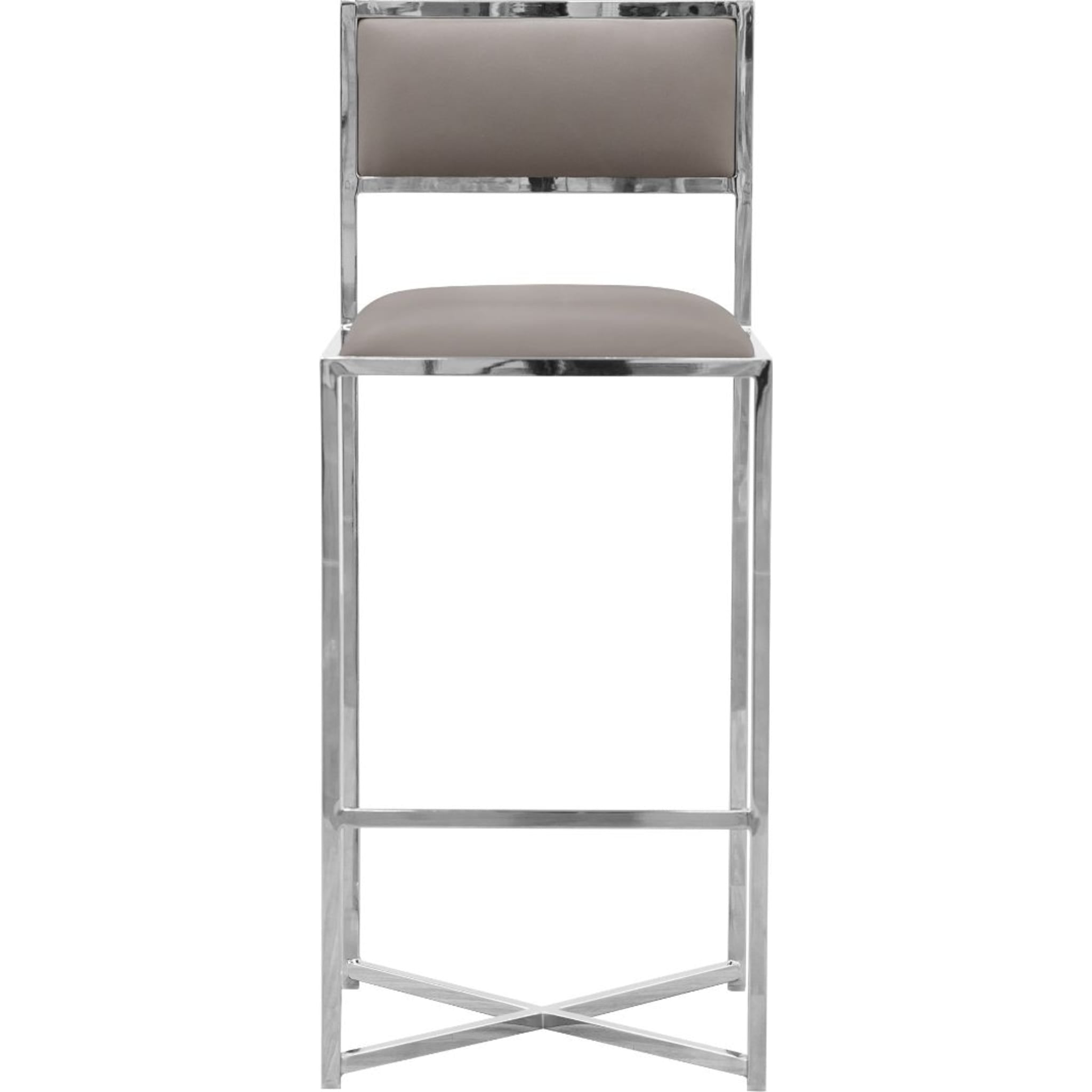 Amalfi X-Base Bar Stool in Taupe Leather