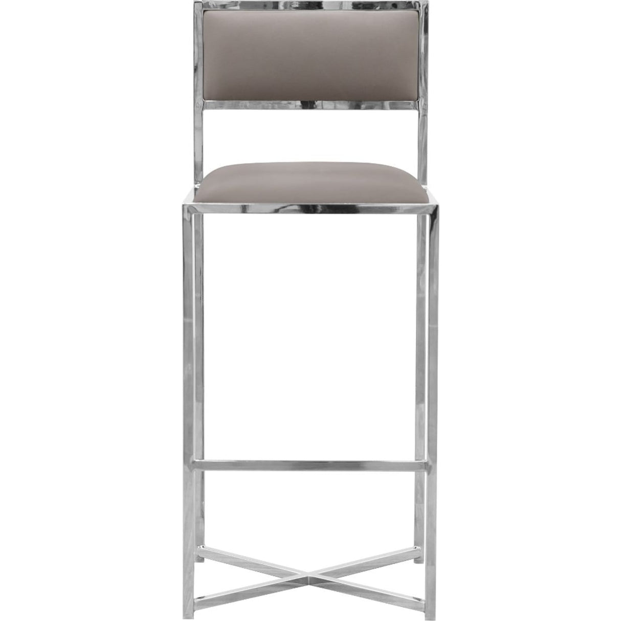 Amalfi X-Base Bar Stool in Taupe Leather
