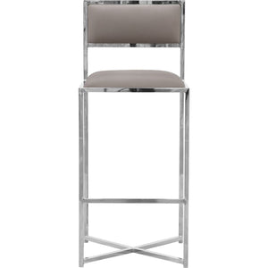 Amalfi X-Base Bar Stool in Taupe Leather