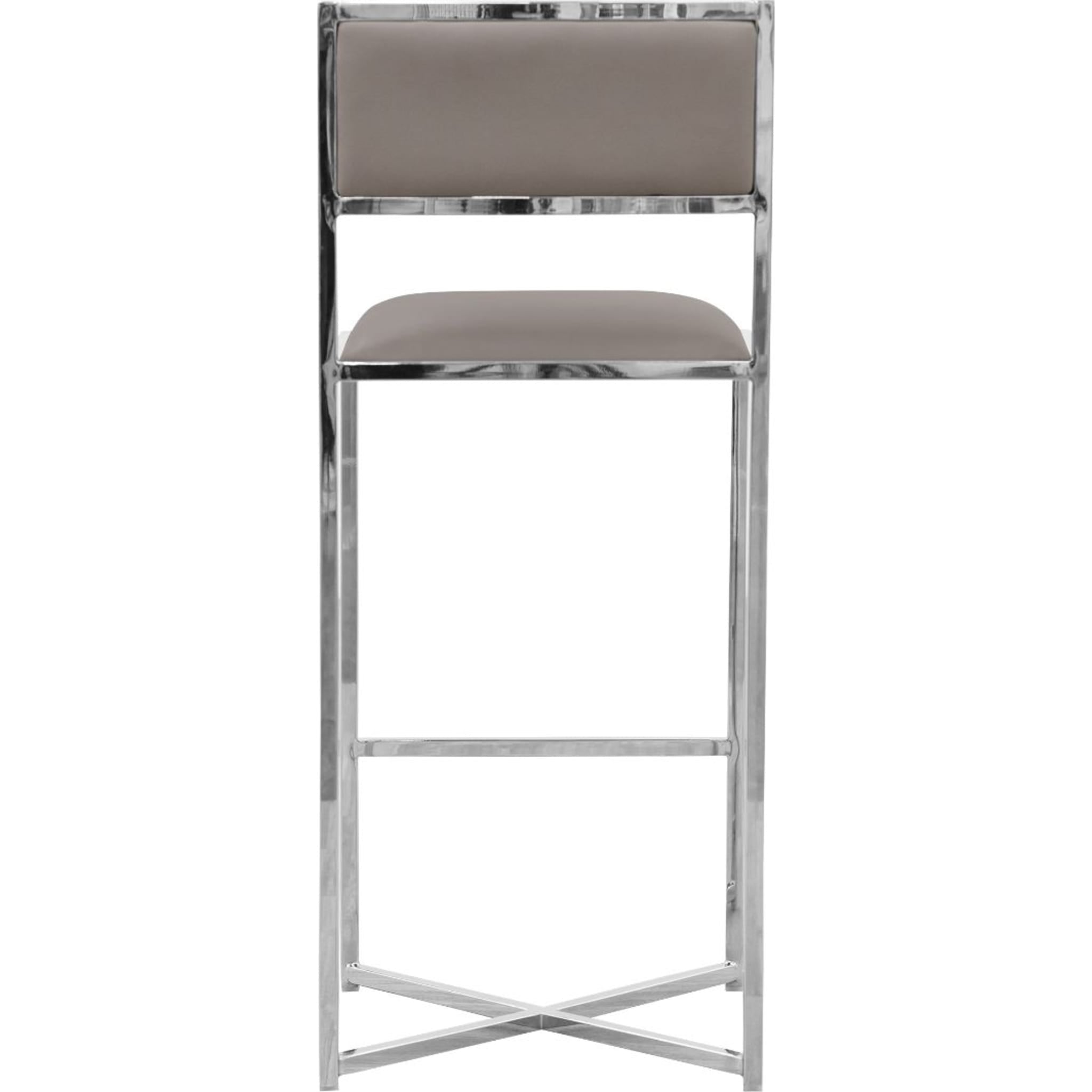 Amalfi X-Base Bar Stool in Taupe Leather