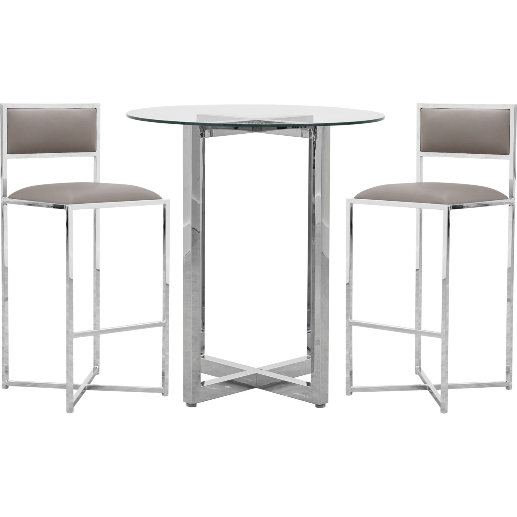 Amalfi X-Base Bar Stool in Taupe Leather