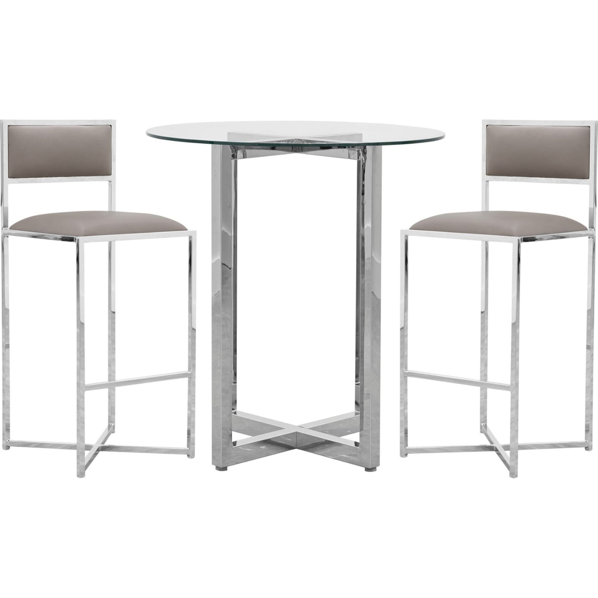 Amalfi X-Base Bar Stool in Taupe Leather