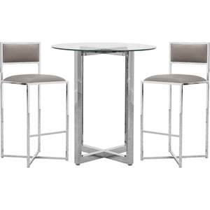 Amalfi X-Base Bar Stool in Taupe Leather