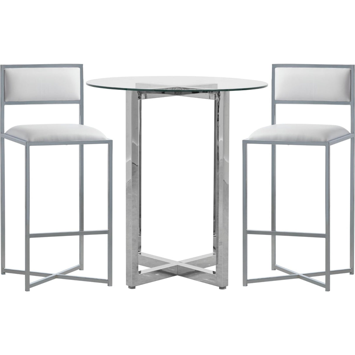 Amalfi X-Base Bar Stool in White Leather