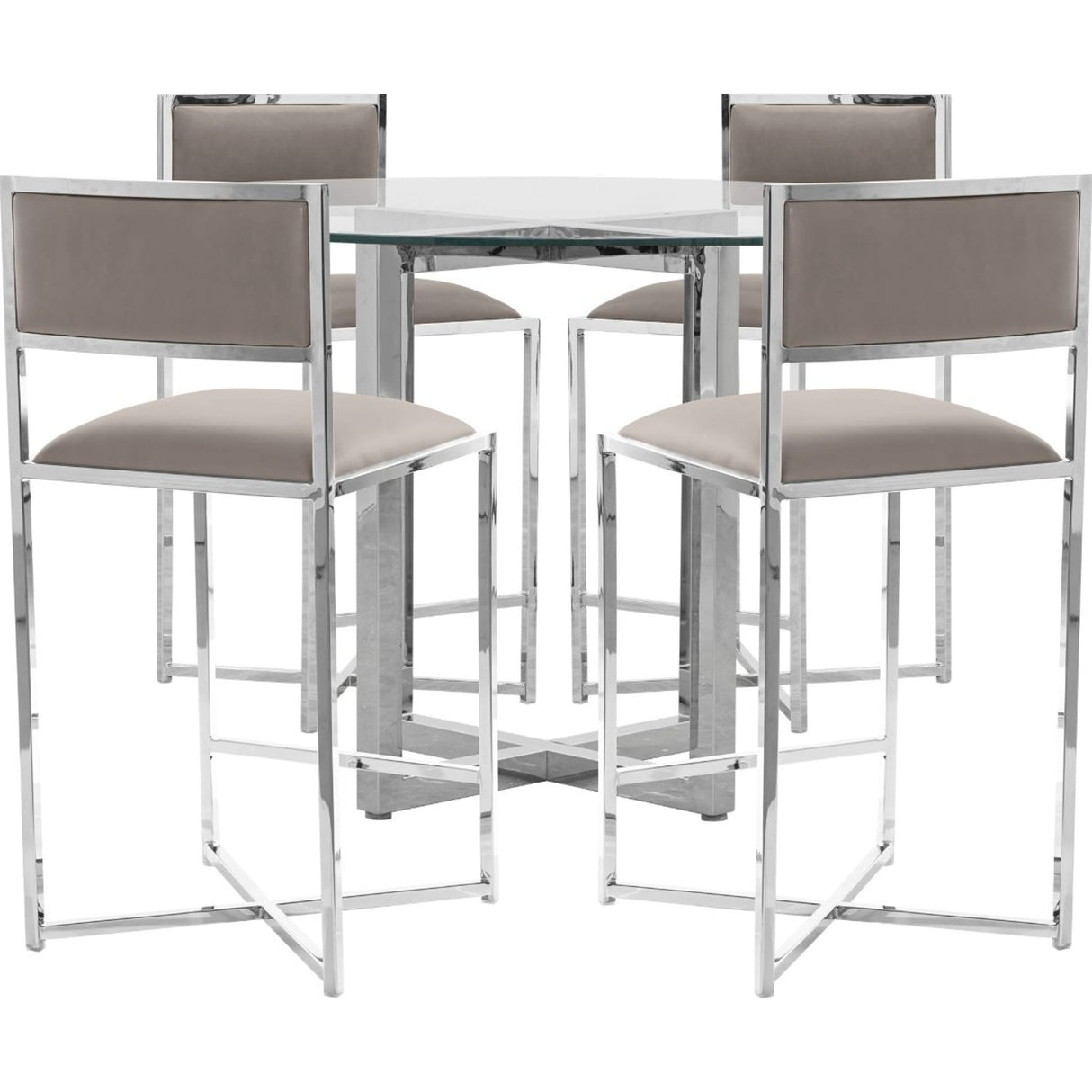 Amalfi X-Base Counter Stool in Taupe Leather