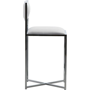 Amalfi X-Base Counter Stool in White Leather