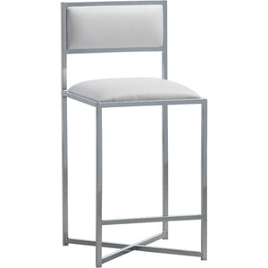 Amalfi X-Base Counter Stool in White Leather