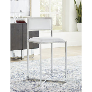 Amalfi X-Base Counter Stool in White Leather