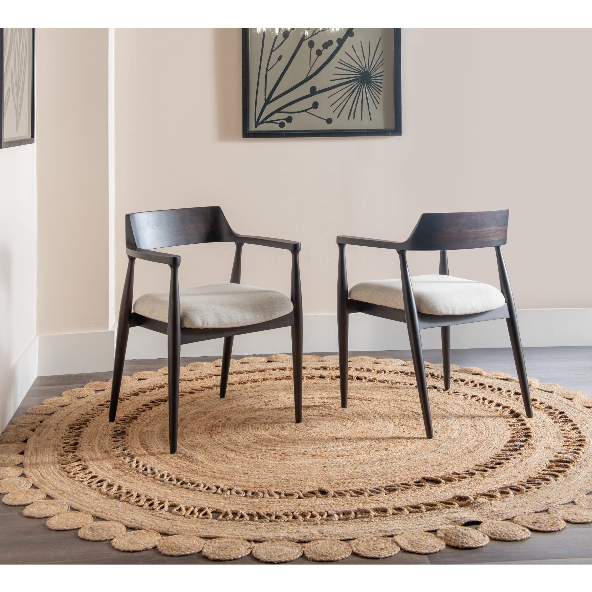 Amaroo Solid Mango Linen Upholstered Dining Arm Chair in Honey Date