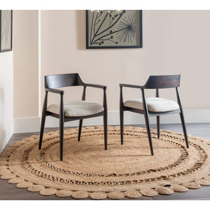 Amaroo Solid Mango Linen Upholstered Dining Arm Chair in Honey Date