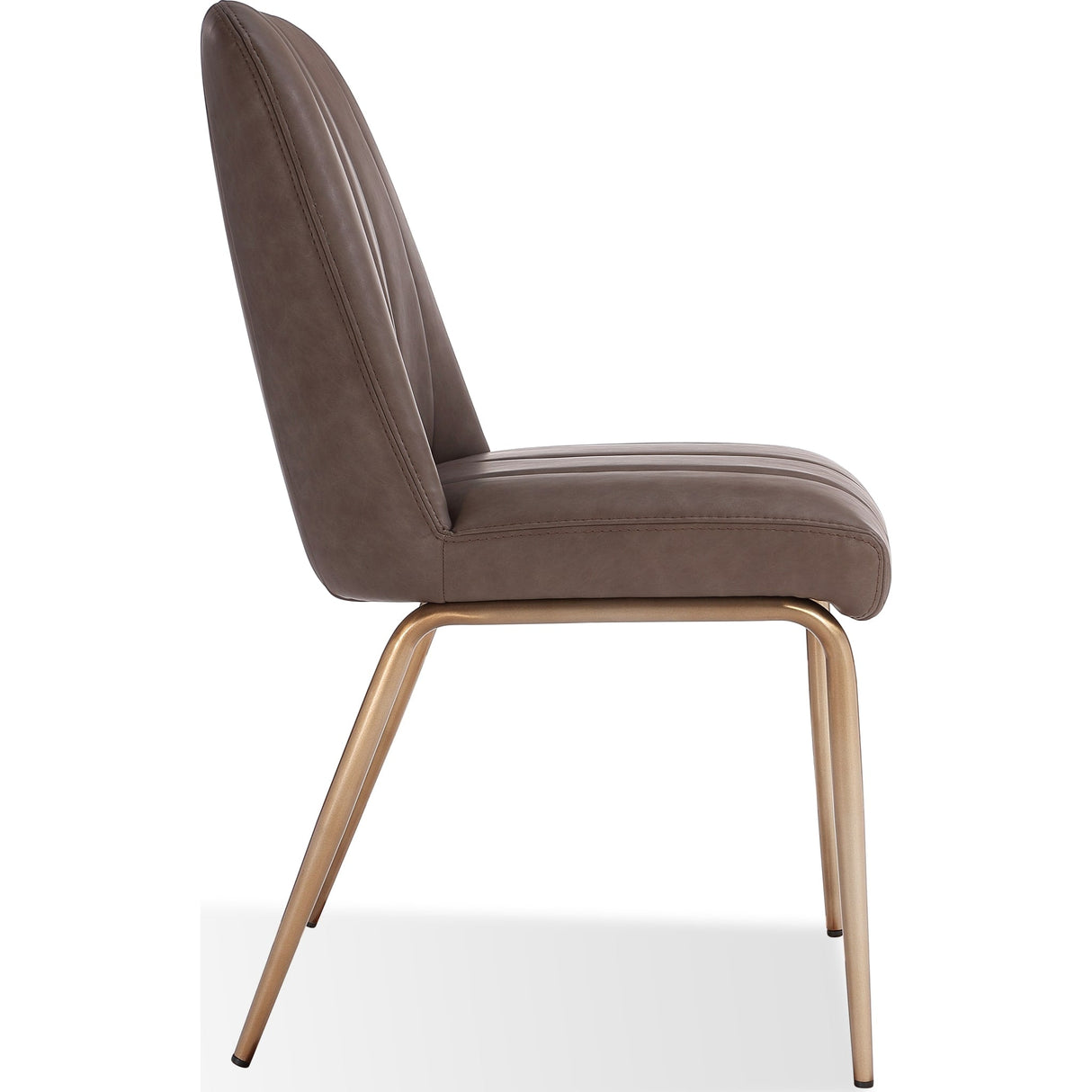 Apollo Upholstered Dining Chair in Cinnamon Synthetic Leather and Brushed Bronze Metal