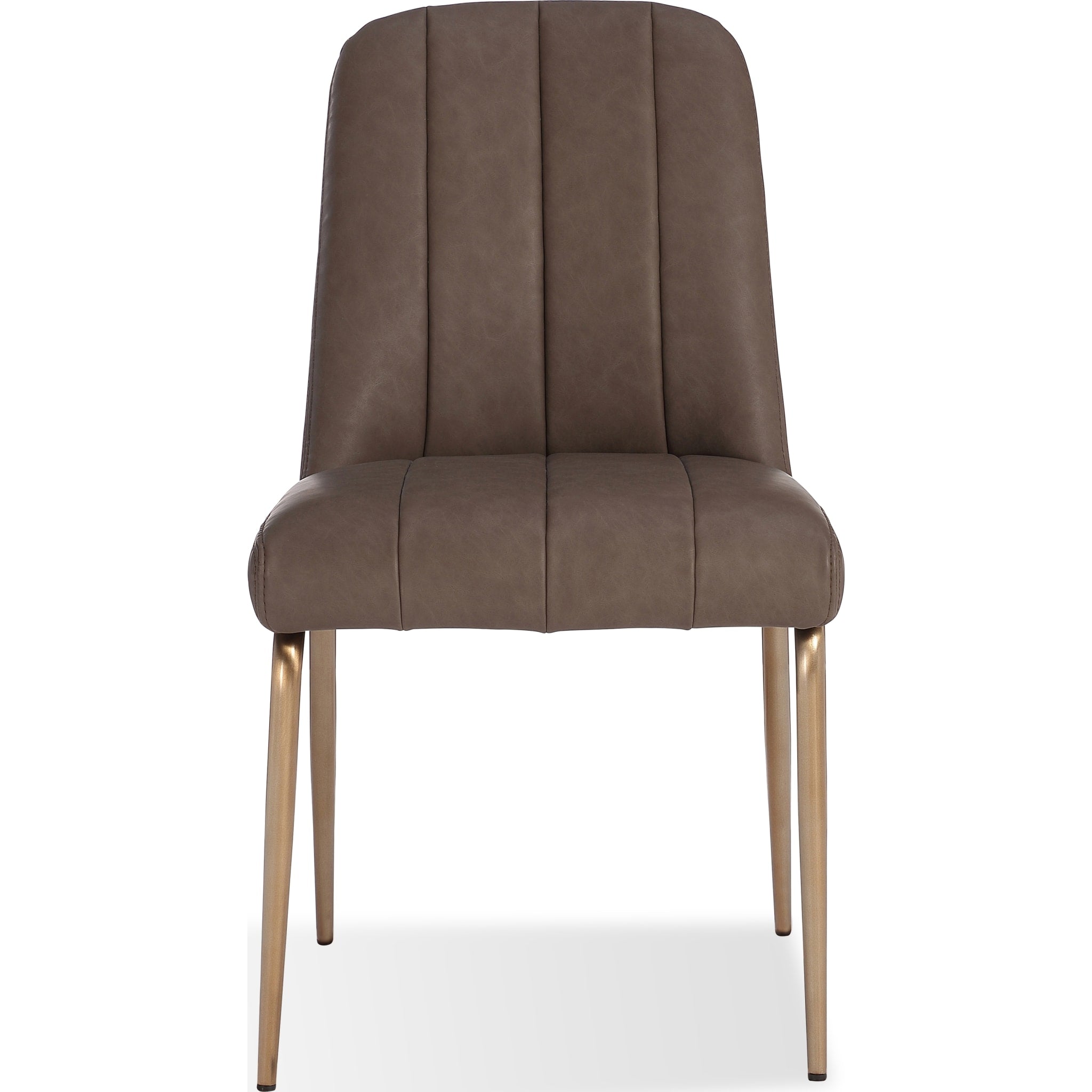 Apollo Upholstered Dining Chair in Cinnamon Synthetic Leather and Brushed Bronze Metal