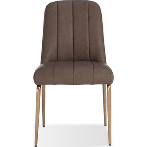 Apollo Upholstered Dining Chair in Cinnamon Synthetic Leather and Brushed Bronze Metal