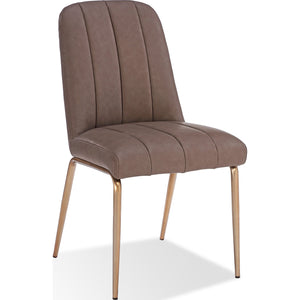 Apollo Upholstered Dining Chair in Cinnamon Synthetic Leather and Brushed Bronze Metal