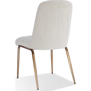 Apollo Upholstered Dining Chair in Ricotta Boucle and Brushed Bronze Metal