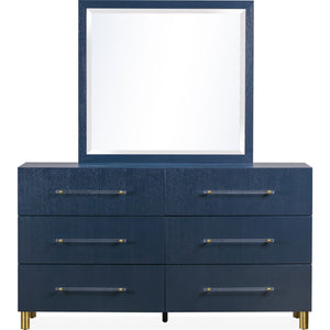 Argento Beveled Glass Wall or Dresser Mirror in Navy Blue