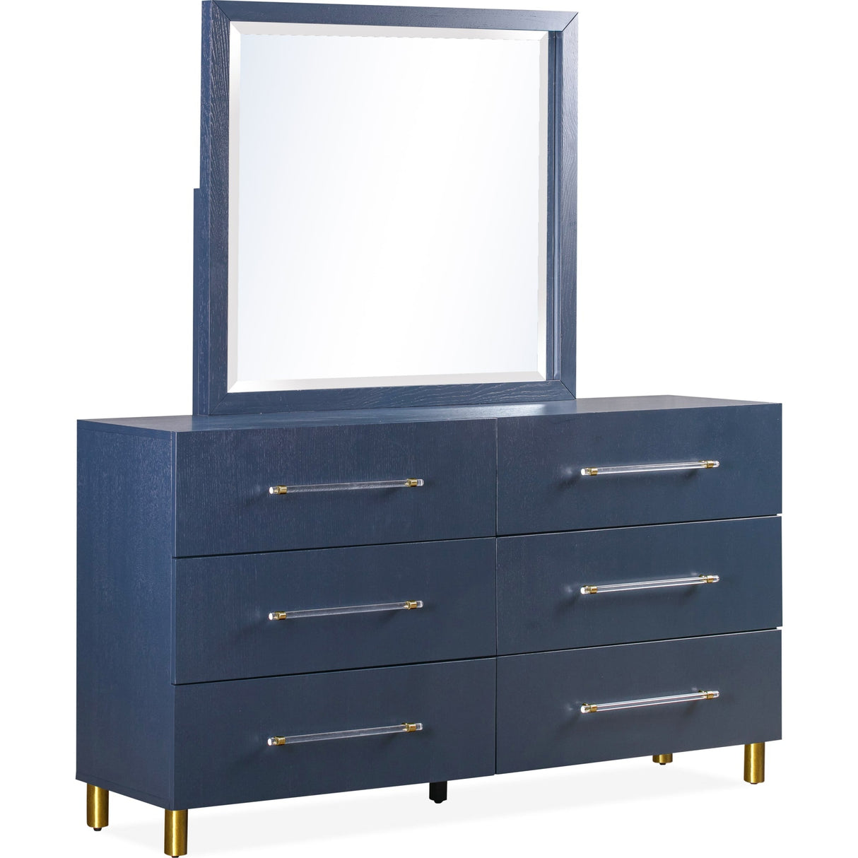 Argento Beveled Glass Wall or Dresser Mirror in Navy Blue