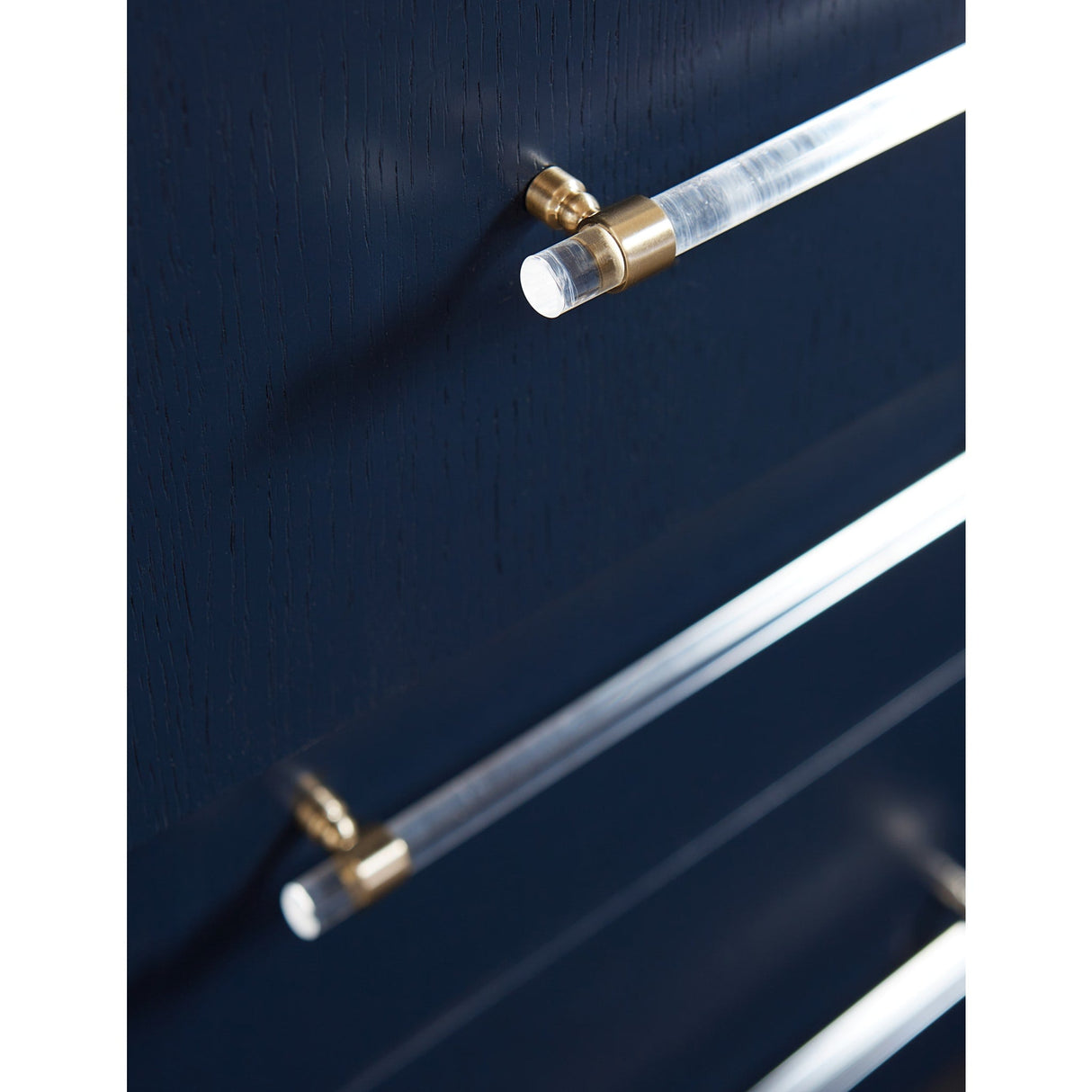 Argento Five Drawer Chest in Navy Blue and Burnished Brass (2024)