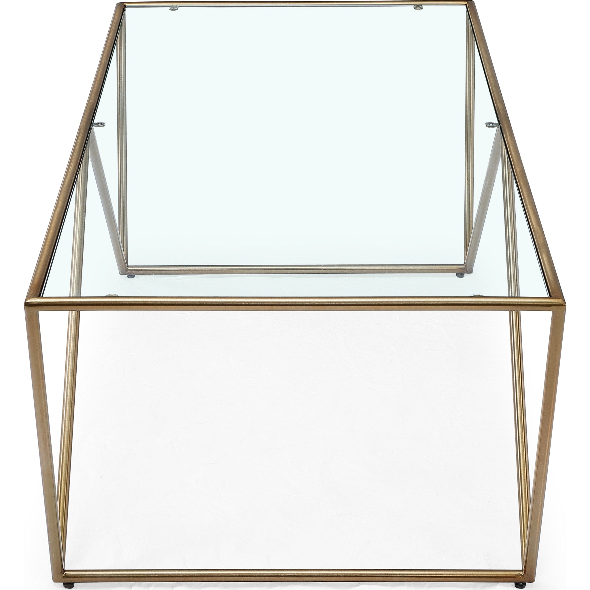 Aria Rectangular Coffee Table in Gold Brushed Stainless Steel and Ultra Clear Glass