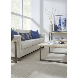 Ariela Natural Travertine Coffee Table with Bronze Metal Base
