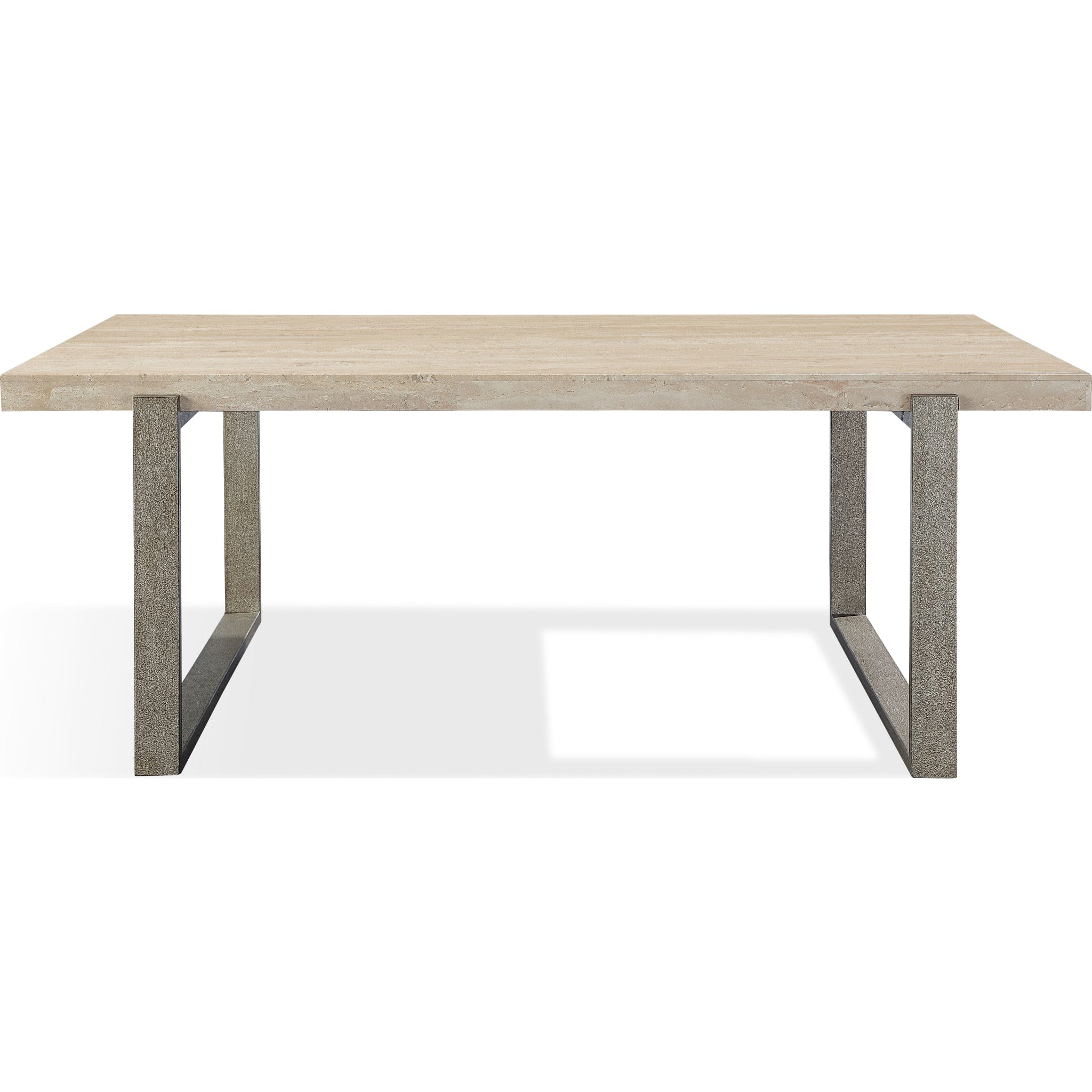 Ariela Natural Travertine Coffee Table with Bronze Metal Base