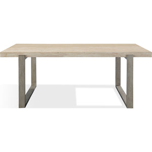 Ariela Natural Travertine Coffee Table with Bronze Metal Base