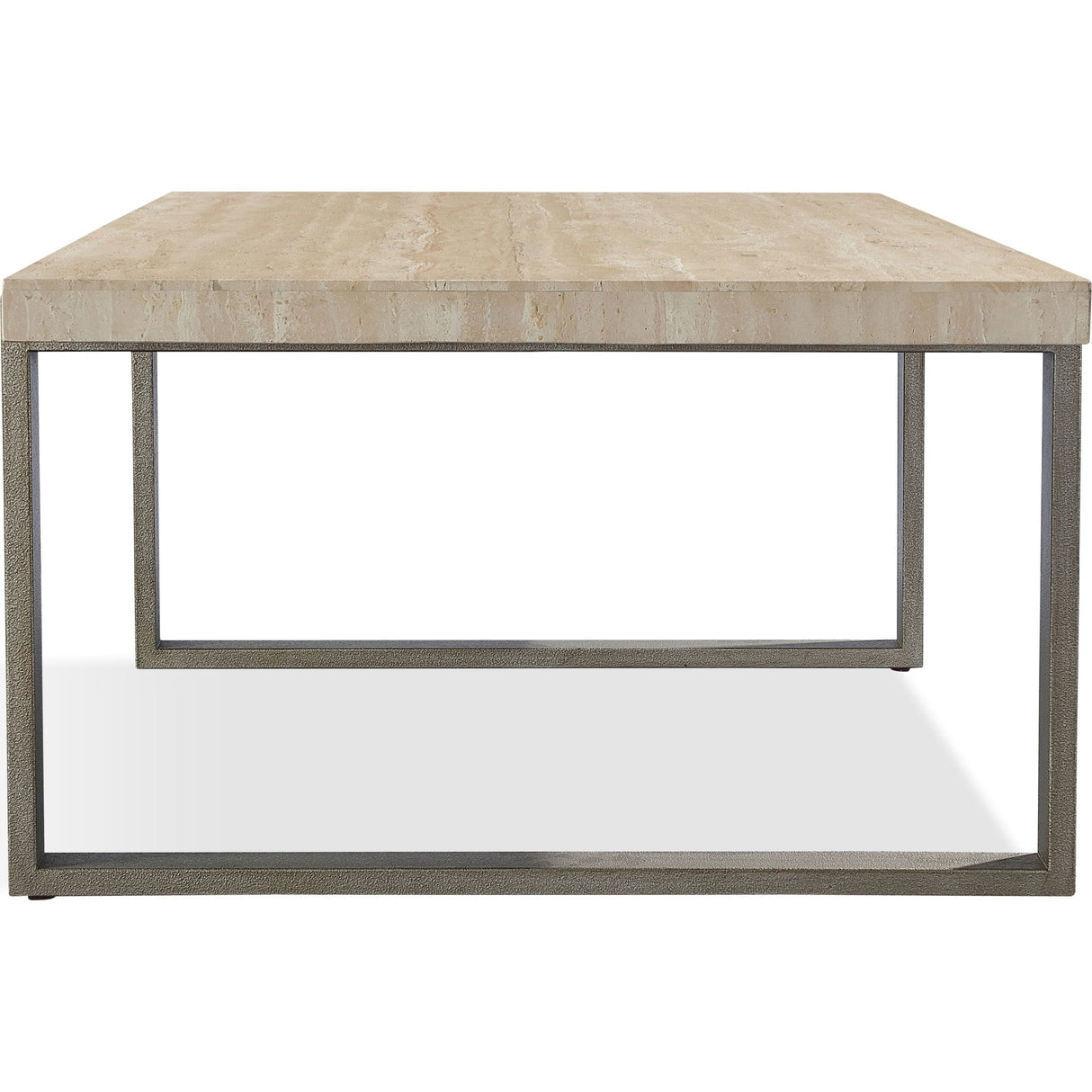 Ariela Natural Travertine Coffee Table with Bronze Metal Base