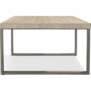 Ariela Natural Travertine Coffee Table with Bronze Metal Base