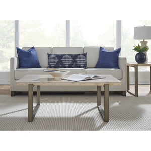 Ariela Natural Travertine Coffee Table with Bronze Metal Base