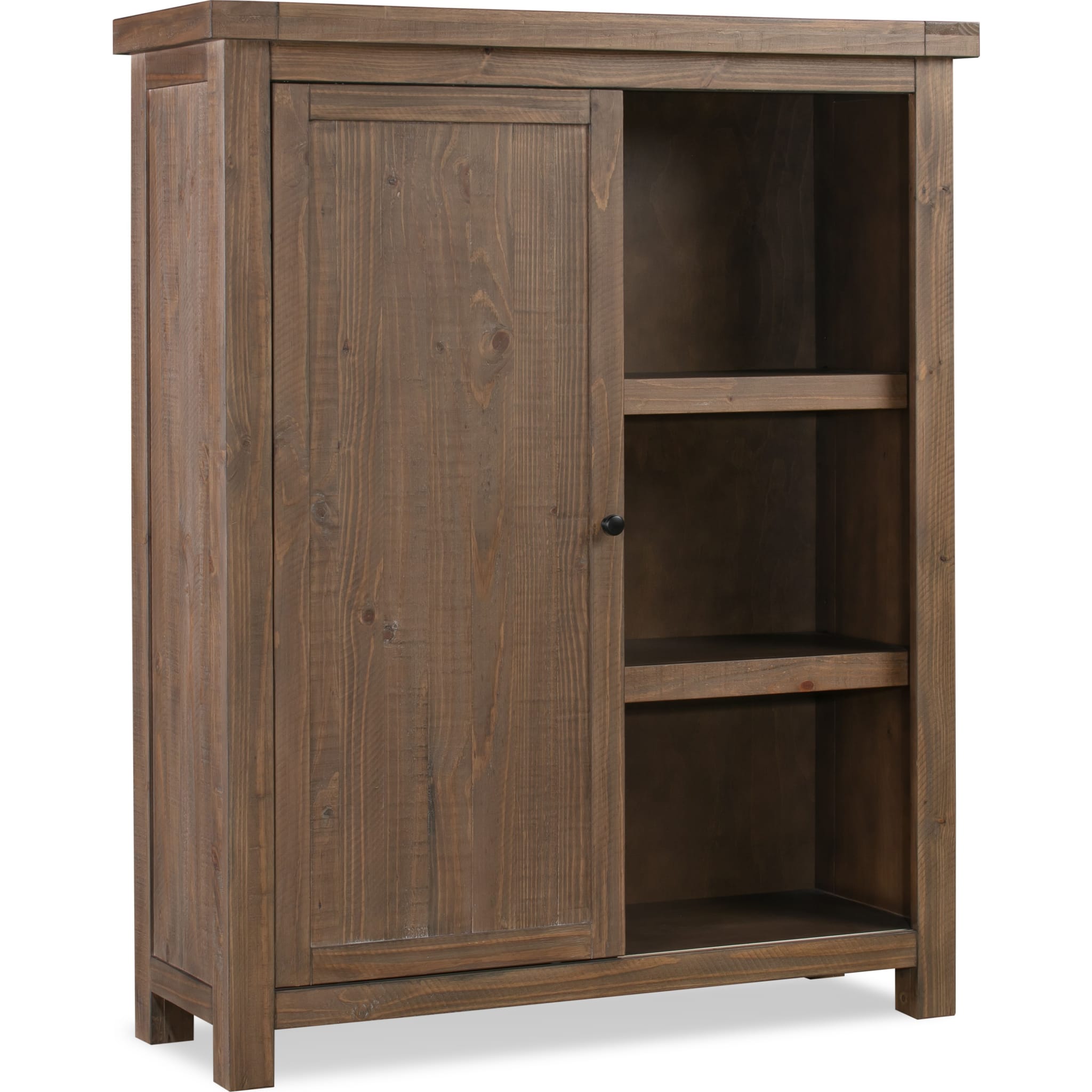 Autumn Sliding Door Bookcase in Flint Oak