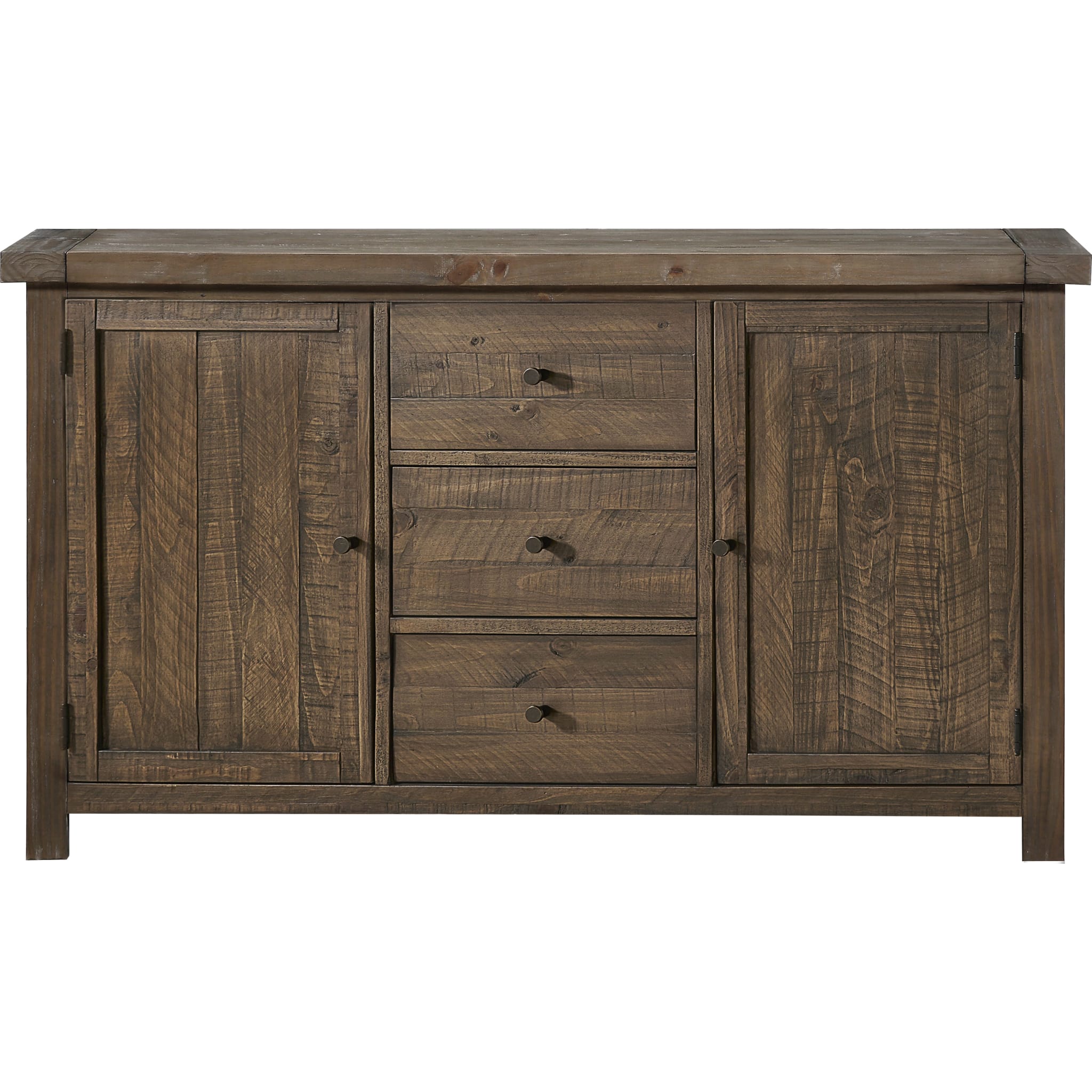 Autumn Solid Wood Three Drawer Two Door Sideboard in Flint Oak