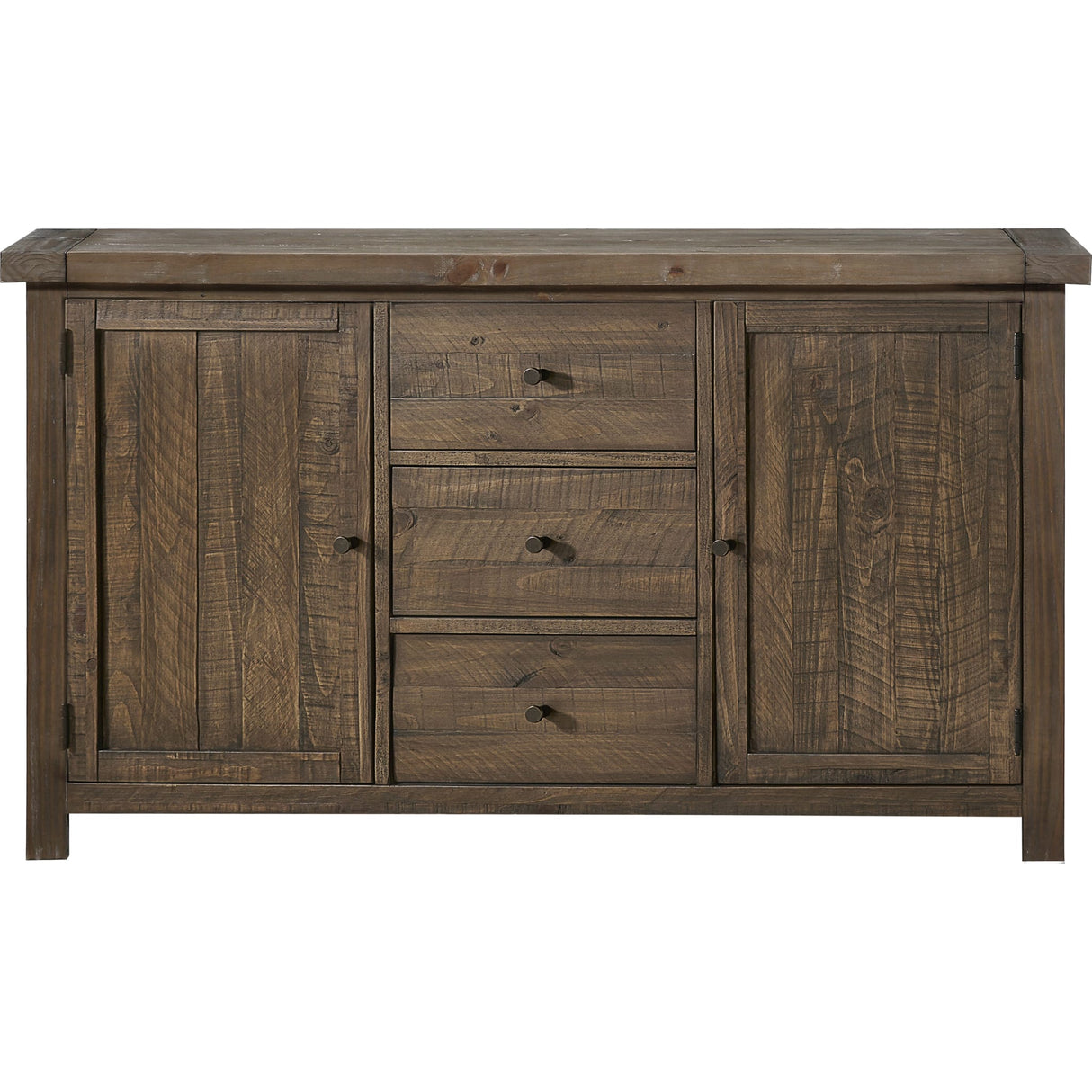 Autumn Solid Wood Three Drawer Two Door Sideboard in Flint Oak
