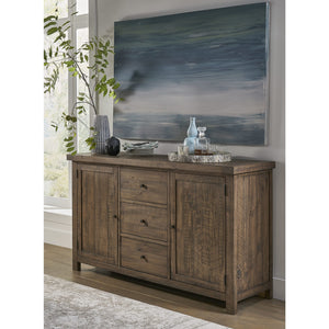 Autumn Solid Wood Three Drawer Two Door Sideboard in Flint Oak