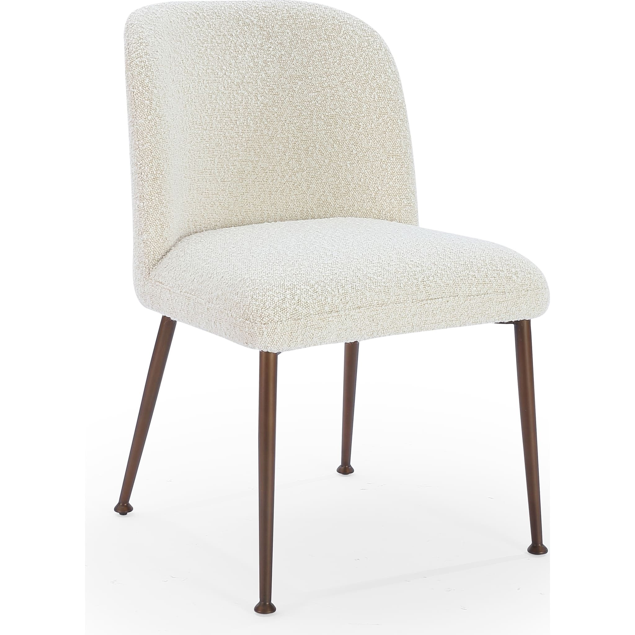 Avery Upholstered Dining Chair in Ricotta Boucle and Bronze Metal