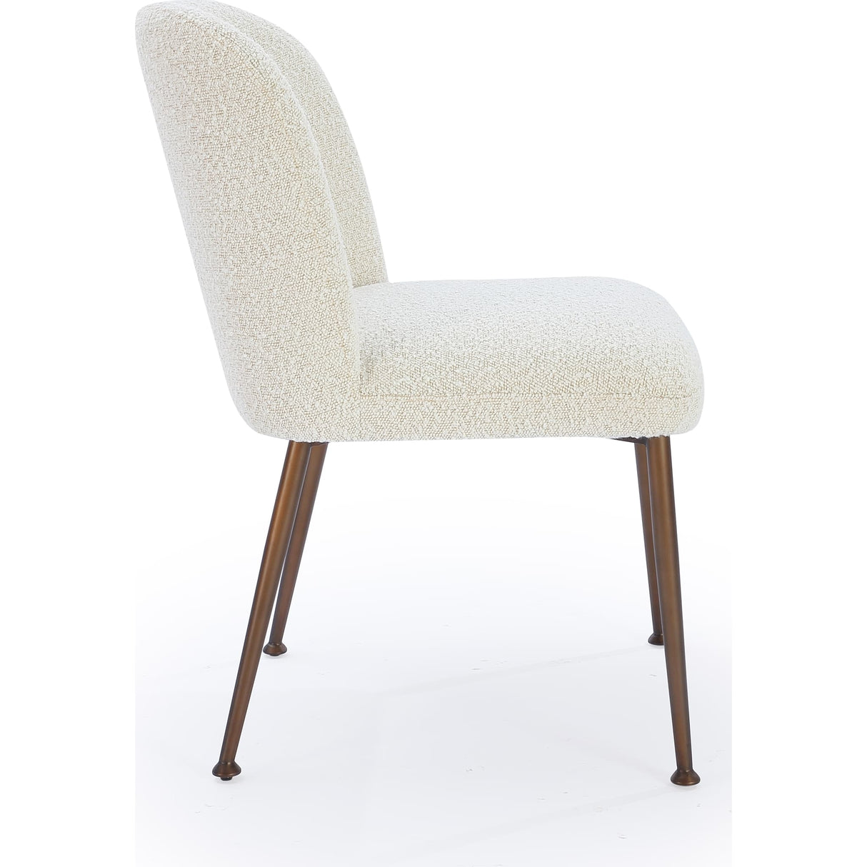Avery Upholstered Dining Chair in Ricotta Boucle and Bronze Metal