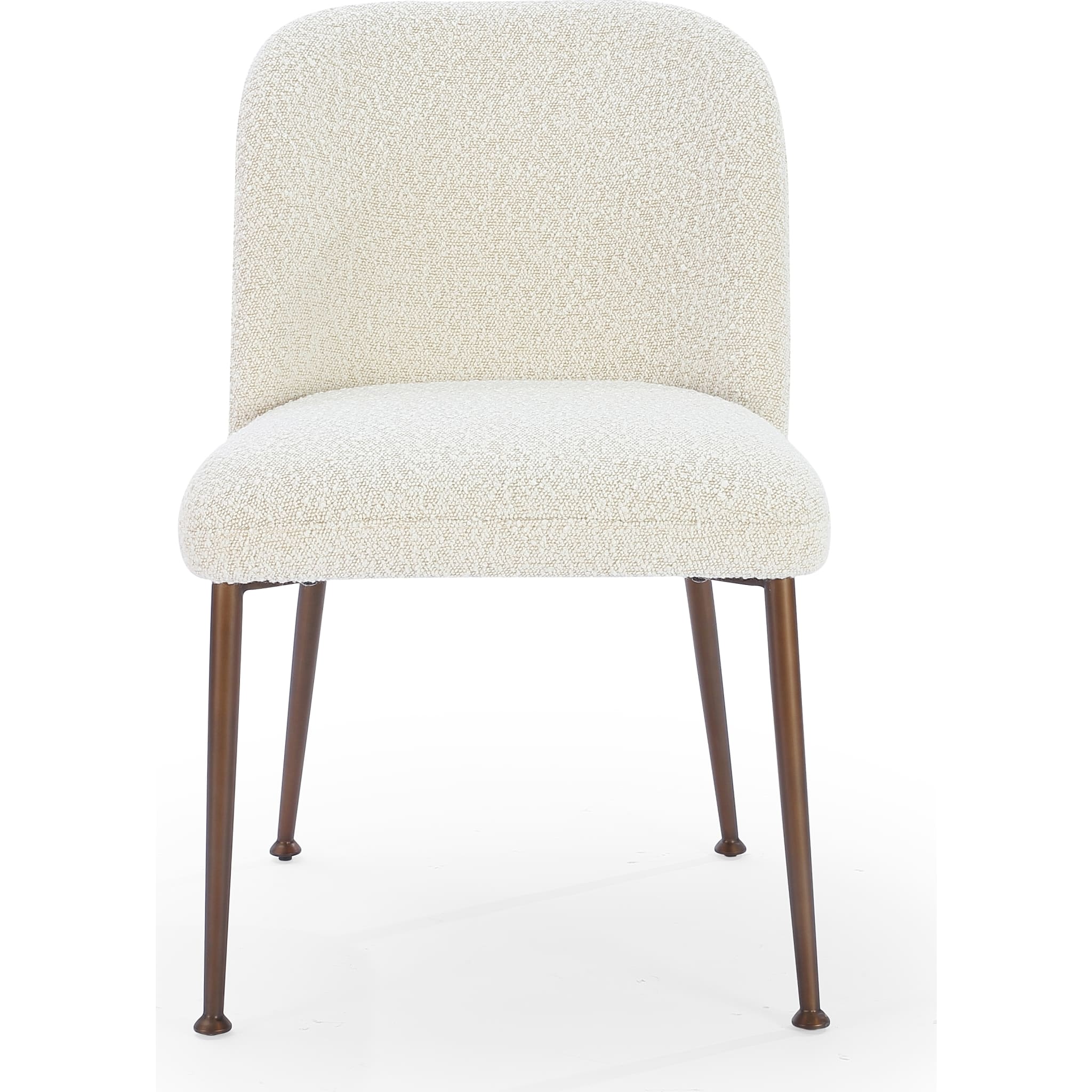 Avery Upholstered Dining Chair in Ricotta Boucle and Bronze Metal