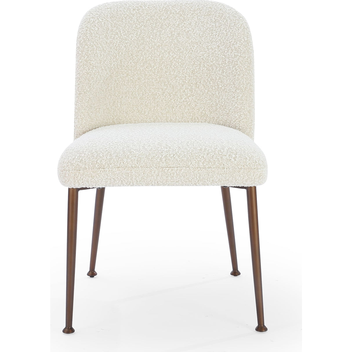 Avery Upholstered Dining Chair in Ricotta Boucle and Bronze Metal