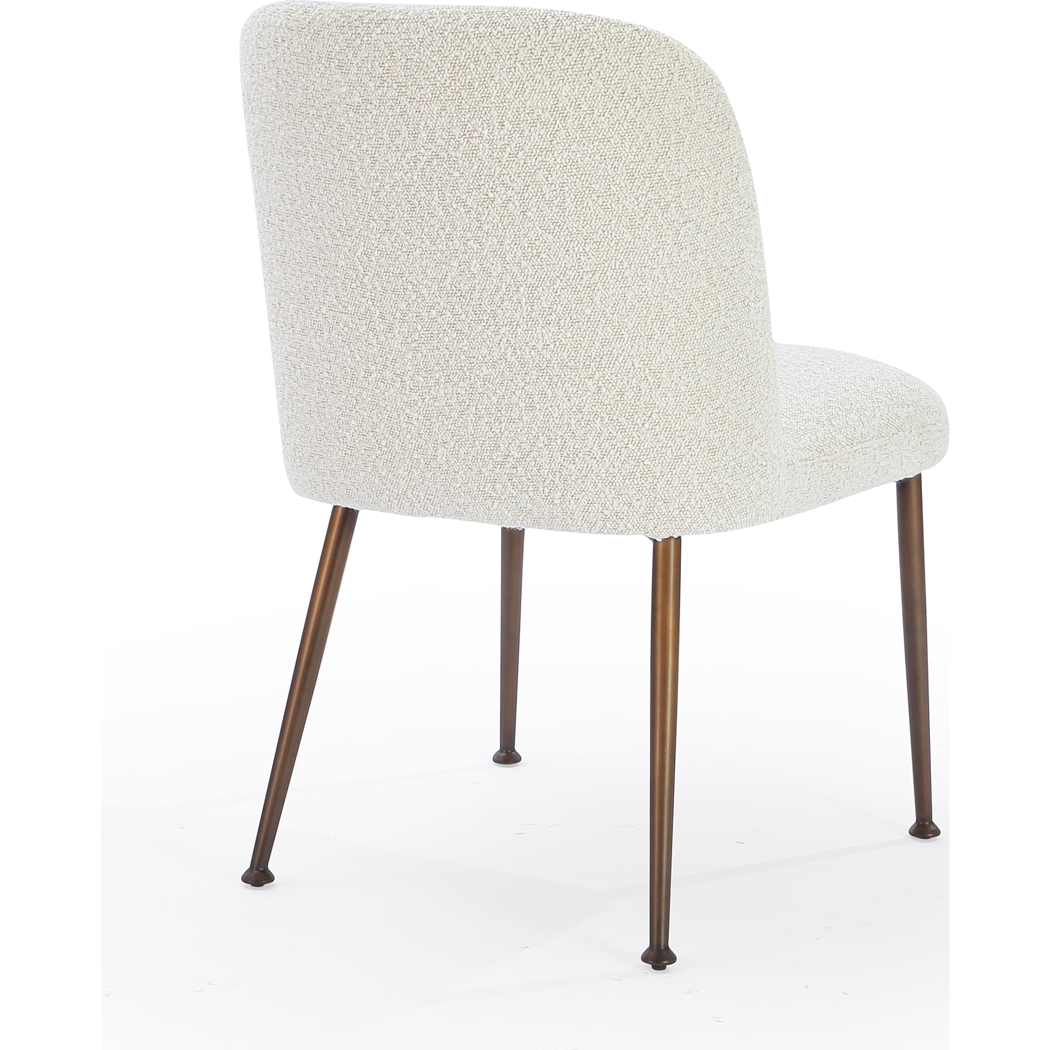 Avery Upholstered Dining Chair in Ricotta Boucle and Bronze Metal