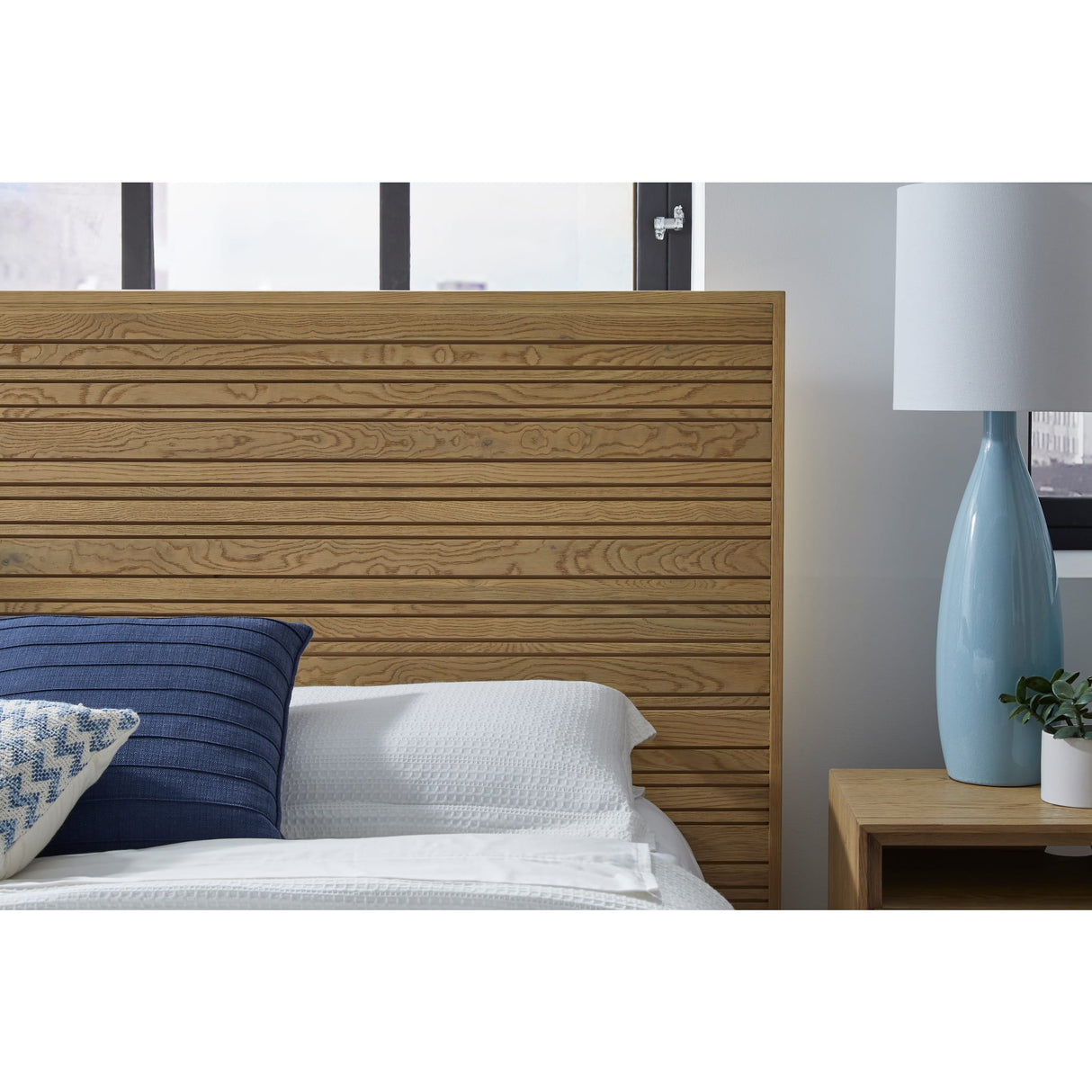 Batten Solid Oak Slatted Platform Bed in Blonde