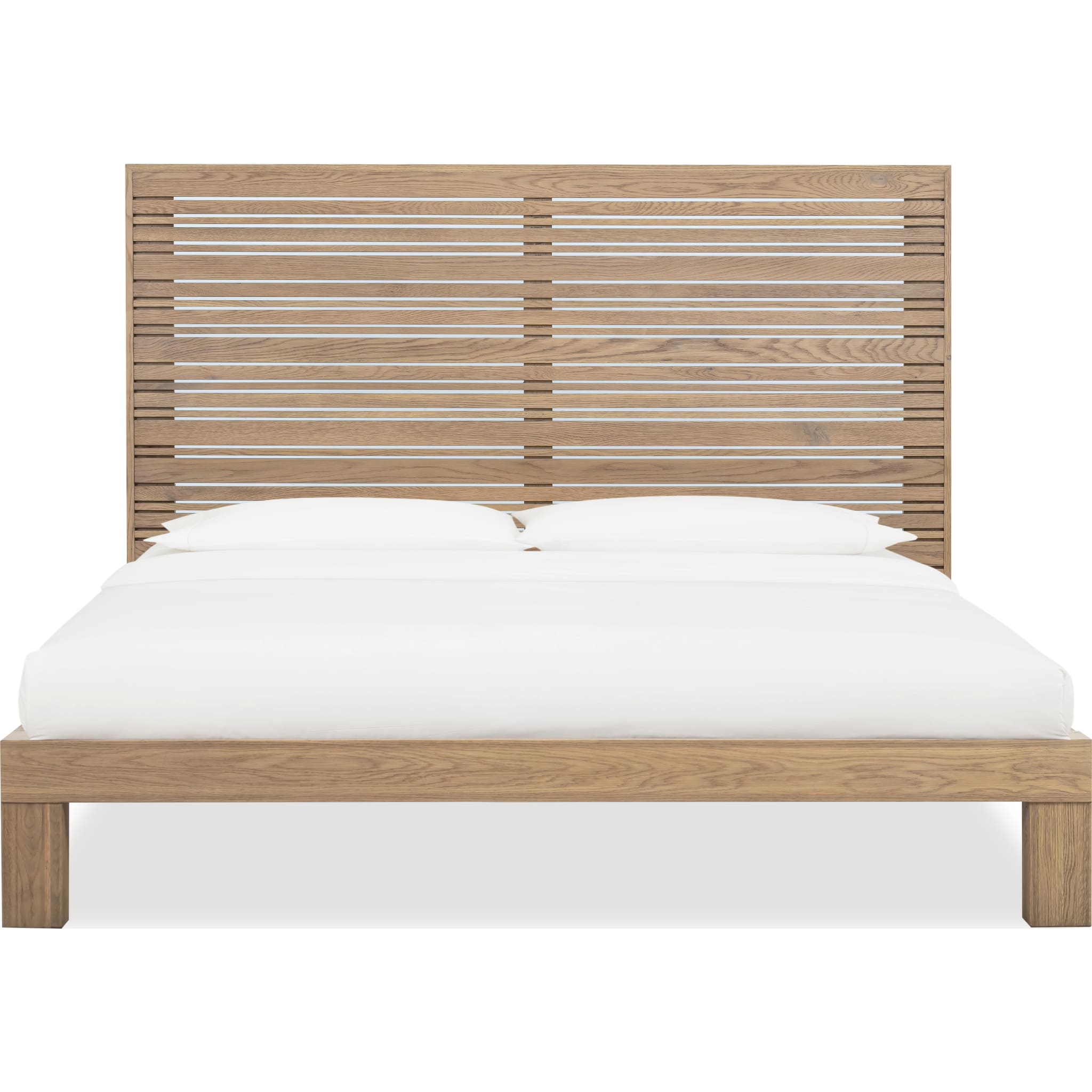 Batten Solid Oak Slatted Platform Bed in Blonde