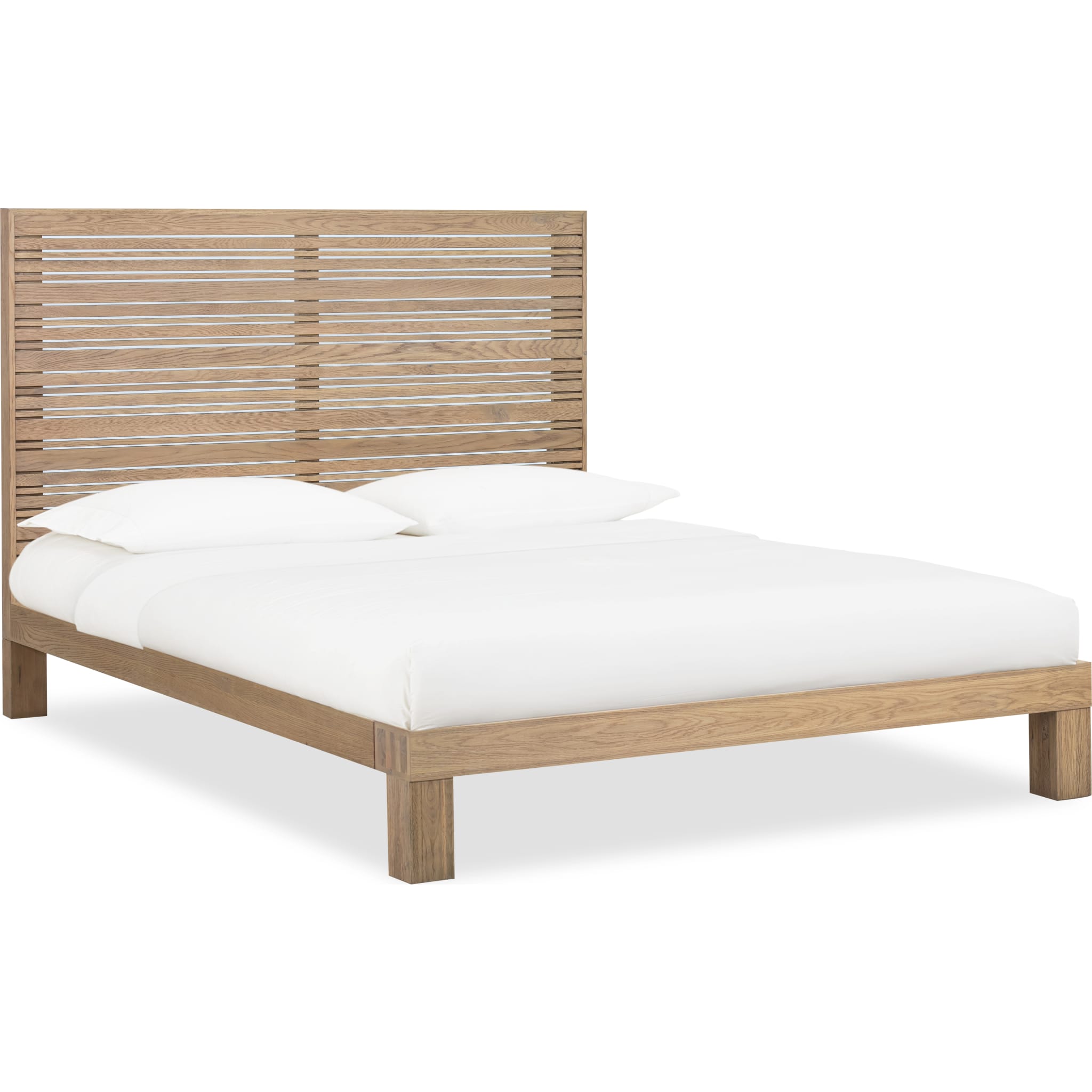 Batten Solid Oak Slatted Platform Bed in Blonde