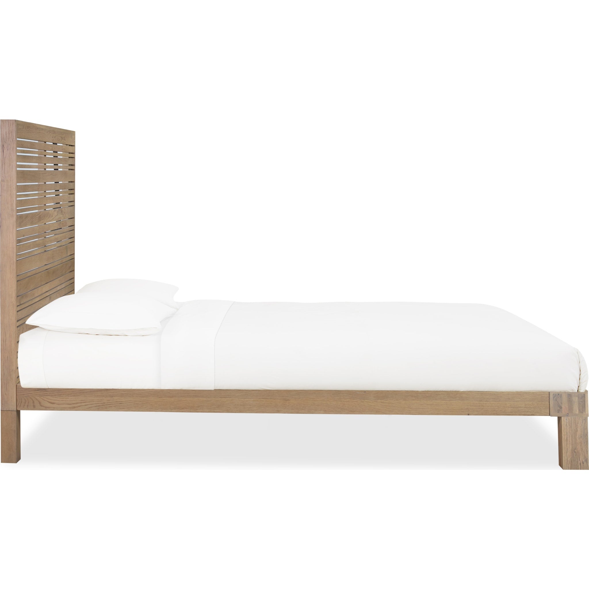 Batten Solid Oak Slatted Platform Bed in Blonde