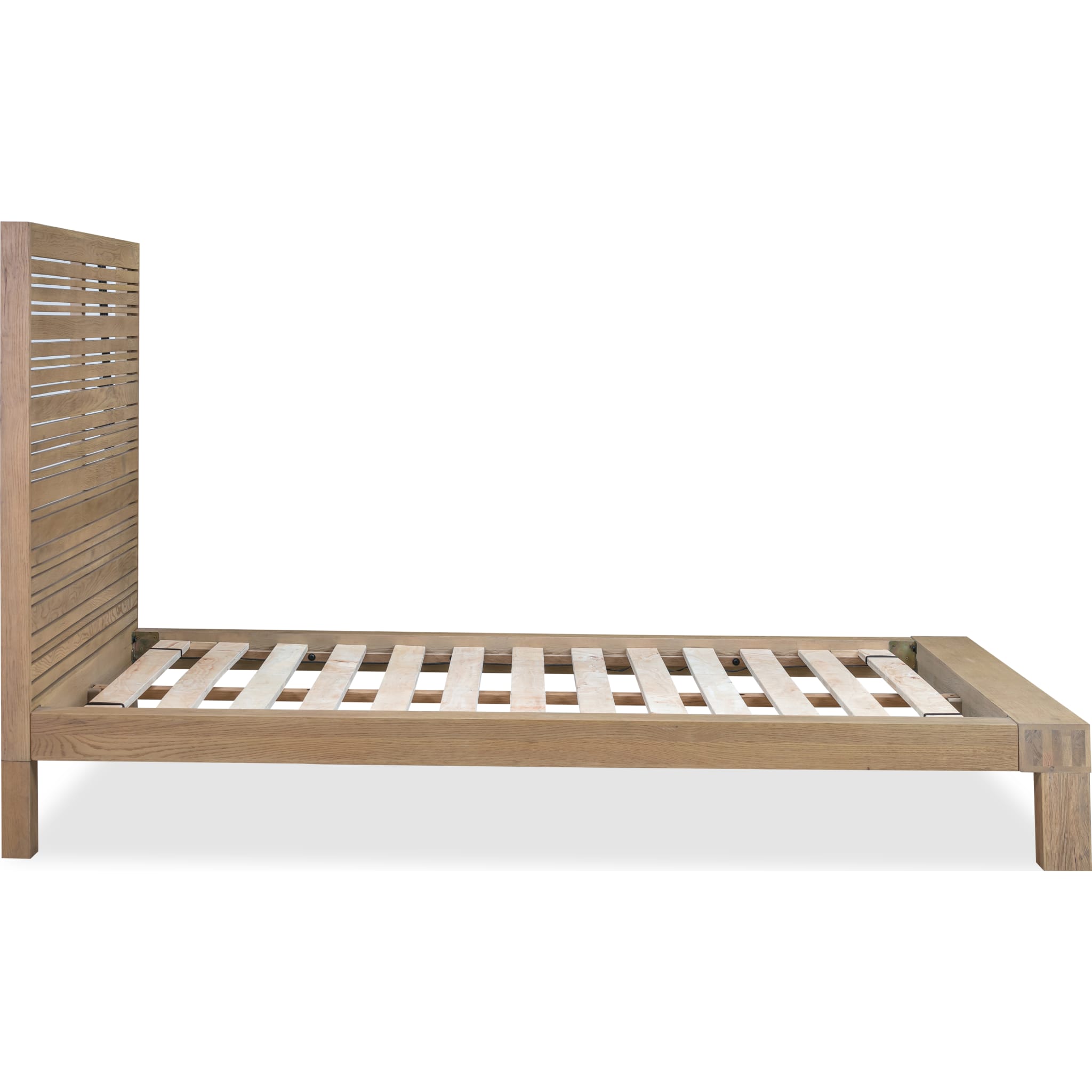 Batten Solid Oak Slatted Platform Bed in Blonde