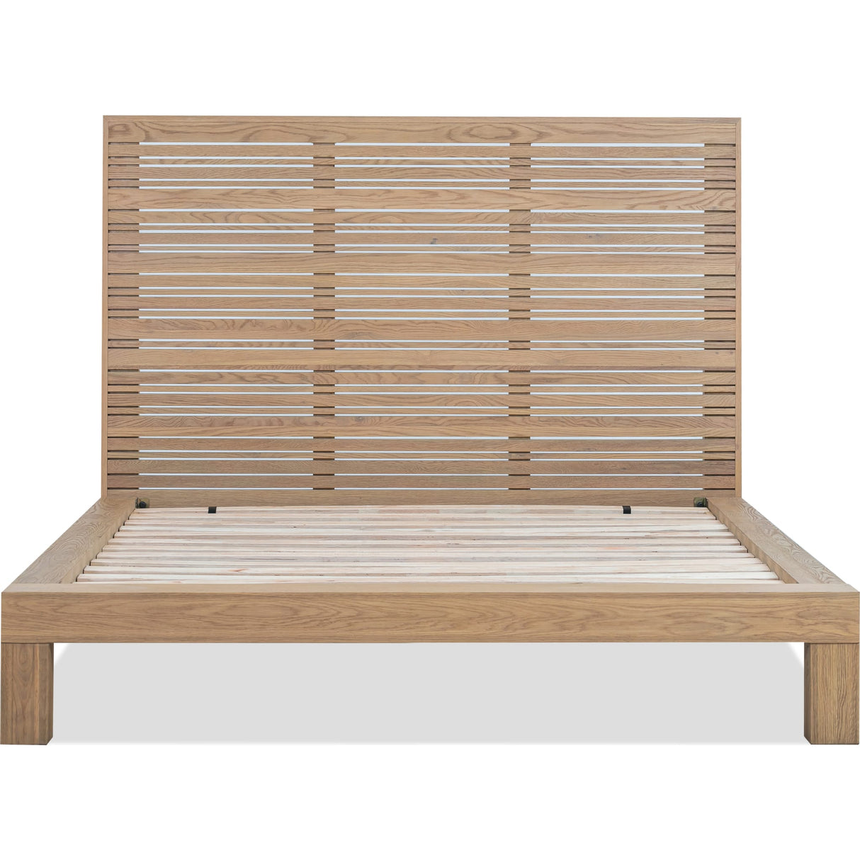 Batten Solid Oak Slatted Platform Bed in Blonde
