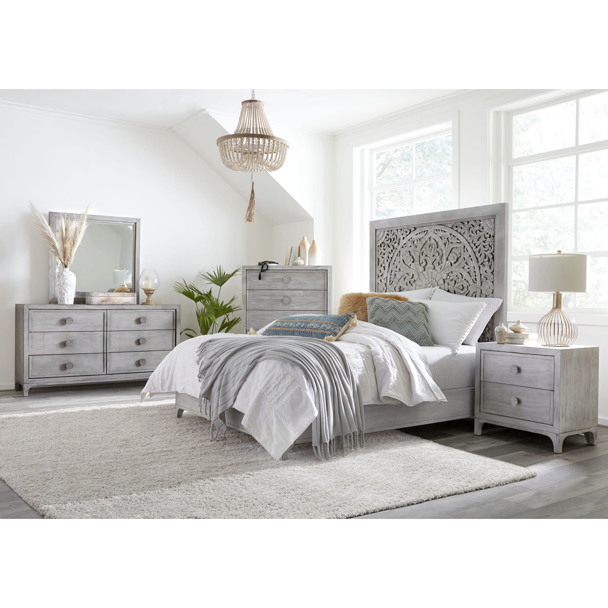 Boho Chic Nighstand in Washed White