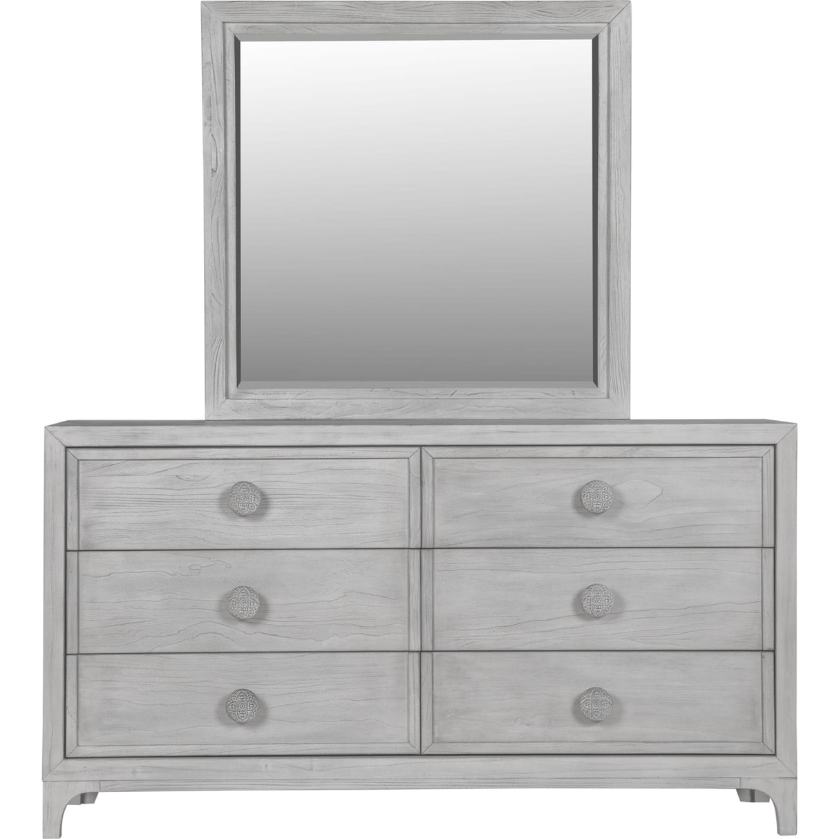 Boho Chic Six-Drawer Dresser in Washed White (2024)