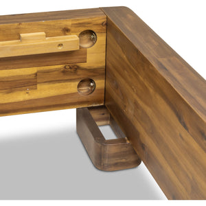 Boka Chenille Upholstered Acacia Wood Platform Bed in Black and Impala