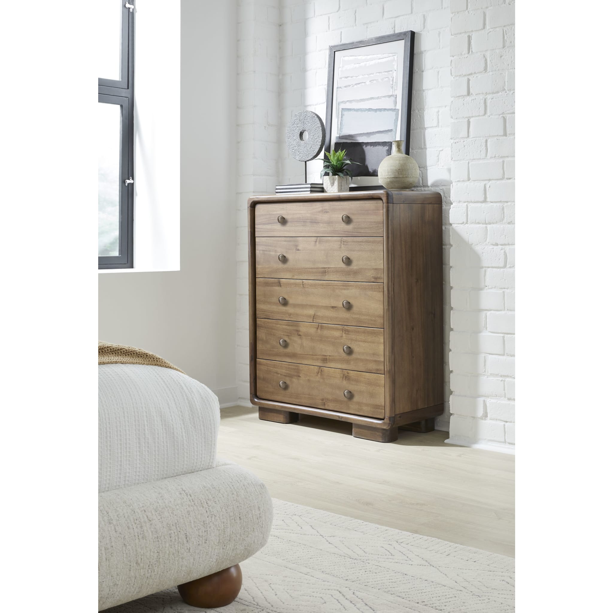 Boka Five Drawer Acacia Wood Chest in Impala