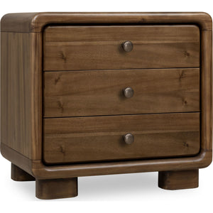 Boka Three Drawer Acacia Wood Nightstand in Impala